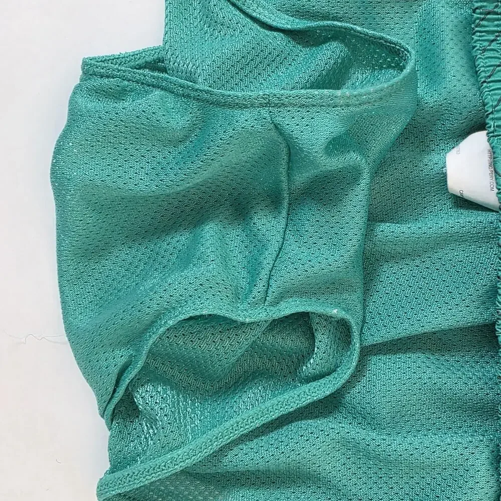 Nike Mens Large Green Volley Swim Shorts Oversized Swoosh Logo Lined Breaker
